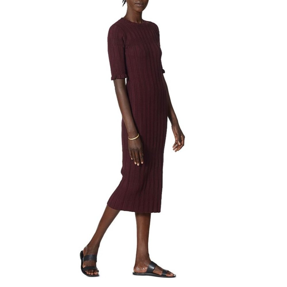 JOIE Dendra Rib-Knit Midi Sweater Dress in Rhubarb - NWT - Medium - Picture 3 of 6